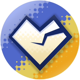 Fight the Odds icon The icon of Fight the Odds, a white heart on a blue and yellow background